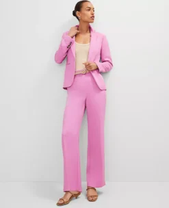 The Petite Straight Trouser In Twill Pink Orchid