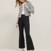 The Petite Flare Ankle Pant In Linen Blend Black