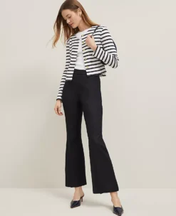 The Petite Flare Ankle Pant In Linen Blend Black