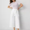 The Petite Belted Cropped Palazzo Pant In Poplin White 2 The Petite Belted Cropped Palazzo Pant In Poplin White -Anntaylor Shop 852844 9000