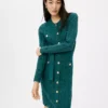 Belted Cable Sweater Dress Deep Atlantic Teal