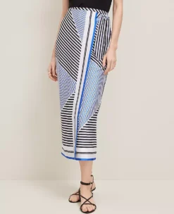 Petite Striped Satin Sarong Skirt Night Sky -Anntaylor Shop 852858 523107 ALT1