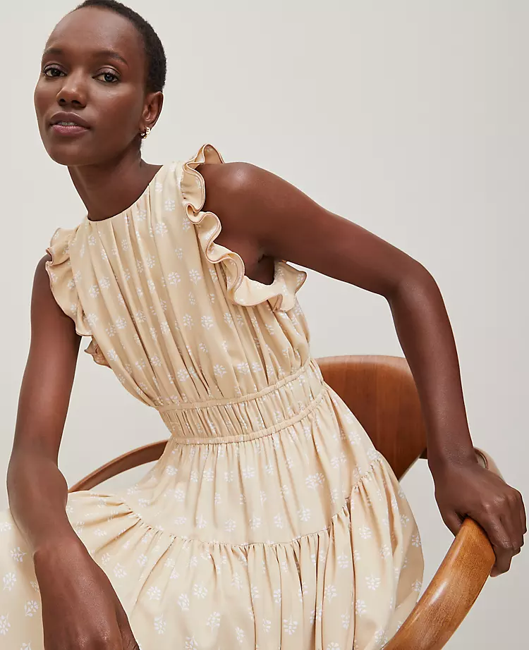 Petite Petaled Ruffle Midi Dress Sands Edge 5 Petite Petaled Ruffle Midi Dress Sands Edge - Image 3
