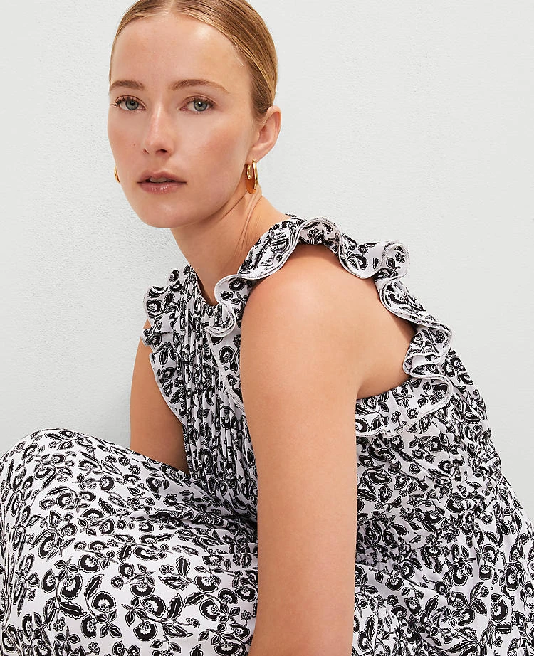 Petite Floral Ruffle Midi Dress Black 5 Petite Floral Ruffle Midi Dress Black - Image 3