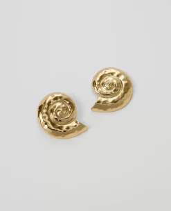 Textured Shell Stud Earrings Goldtone
