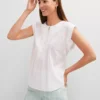 Petite Clip Dot Pintucked Top White -Anntaylor Shop 852897 9000