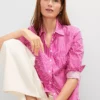 Petite Striped Relaxed Perfect Shirt Rose Violet