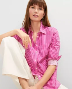 Petite Striped Relaxed Perfect Shirt Rose Violet