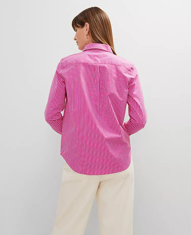 Petite Striped Relaxed Perfect Shirt Rose Violet 4 Petite Striped Relaxed Perfect Shirt Rose Violet - Image 2