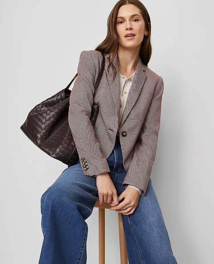 The Newbury Blazer In Houndstooth Poised Plum 6 The Newbury Blazer In Houndstooth Poised Plum - Image 4