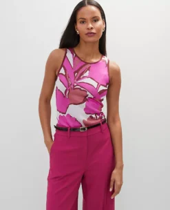 Petite Floral Knit Shell Rose Violet