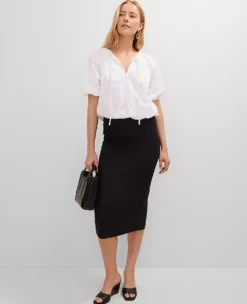 Petite Eyelet Bubble Hem Blouse White -Anntaylor Shop 852969 9000 ALT2