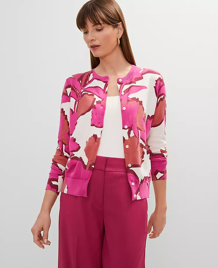 Petite Floral Ann Cardigan Rose Violet 3 Petite Floral Ann Cardigan Rose Violet