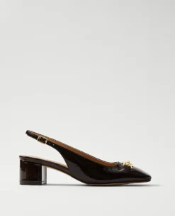 Horsebit Patent Pumps Brown Stone