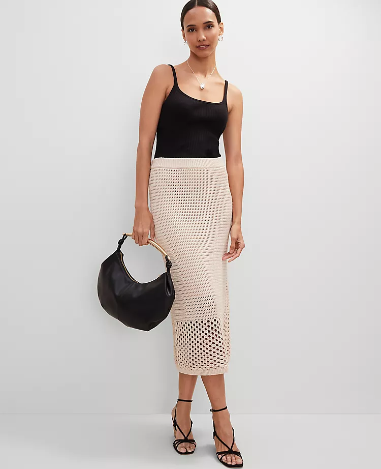Petite Crochet Pencil Skirt Sand Shell 4 Petite Crochet Pencil Skirt Sand Shell - Image 2