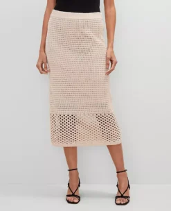Petite Crochet Pencil Skirt Sand Shell 9 Petite Crochet Pencil Skirt Sand Shell -Anntaylor Shop 853043 7264 ALT1