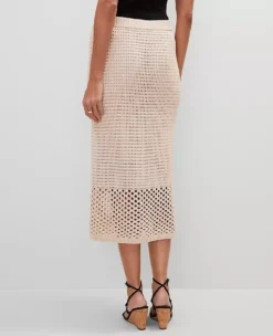 Petite Crochet Pencil Skirt Sand Shell 10 Petite Crochet Pencil Skirt Sand Shell -Anntaylor Shop 853043 7264 ALT2
