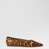 Weekend Collection Animal Print Haircalf Pointy Toe Ballet Flat Brown Multi