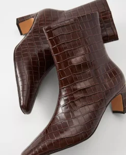 Croco Skinny Heel Bootie Pure Chocolate -Anntaylor Shop 853066 7043 ALT1