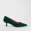Suede Nip Toe Kitten Heel Pumps Deep Slate Green -Anntaylor Shop 853076 019070