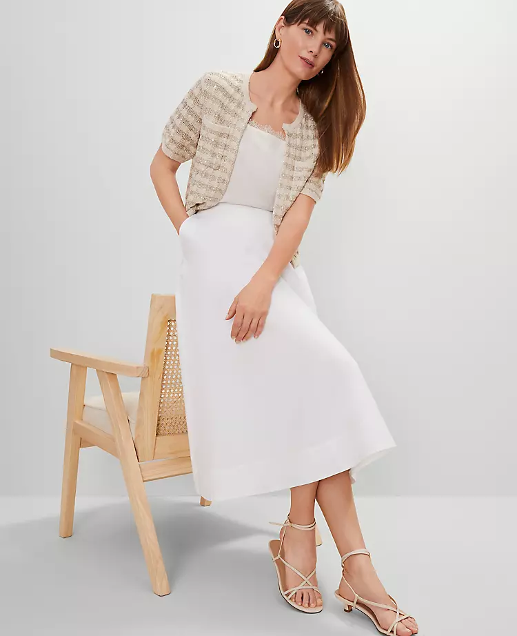 Petite Metallic Tweed Sweater Jacket Neutral Tweed 6 Petite Metallic Tweed Sweater Jacket Neutral Tweed - Image 4