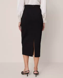 Belted Pencil Skirt In Ponte Black -Anntaylor Shop 853115 2222 ALT2