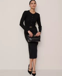 Belted Pencil Skirt In Ponte Black -Anntaylor Shop 853115 2222 ALT3