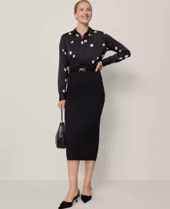 Belted Pencil Skirt In Ponte Black -Anntaylor Shop 853115 2222 ALT4