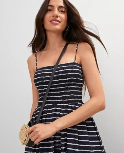 Petite Weekend Collection Striped Flare Dress Night Sky -Anntaylor Shop 853116 520046 ALT3