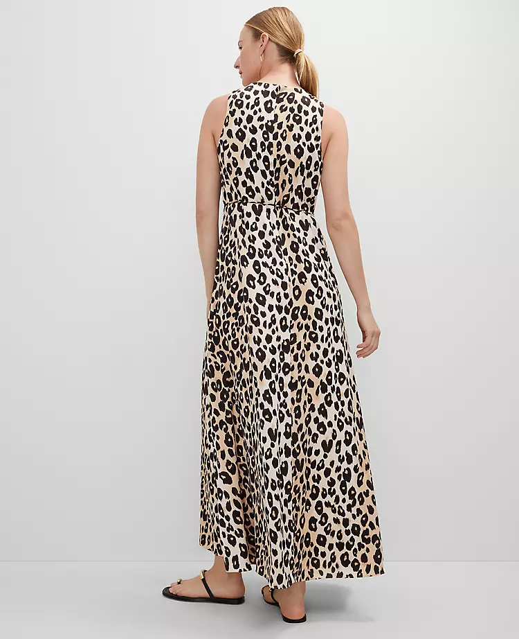 Petite Animal Print Halter Maxi Dress C1_Black 5 Petite Animal Print Halter Maxi Dress C1_Black - Image 3