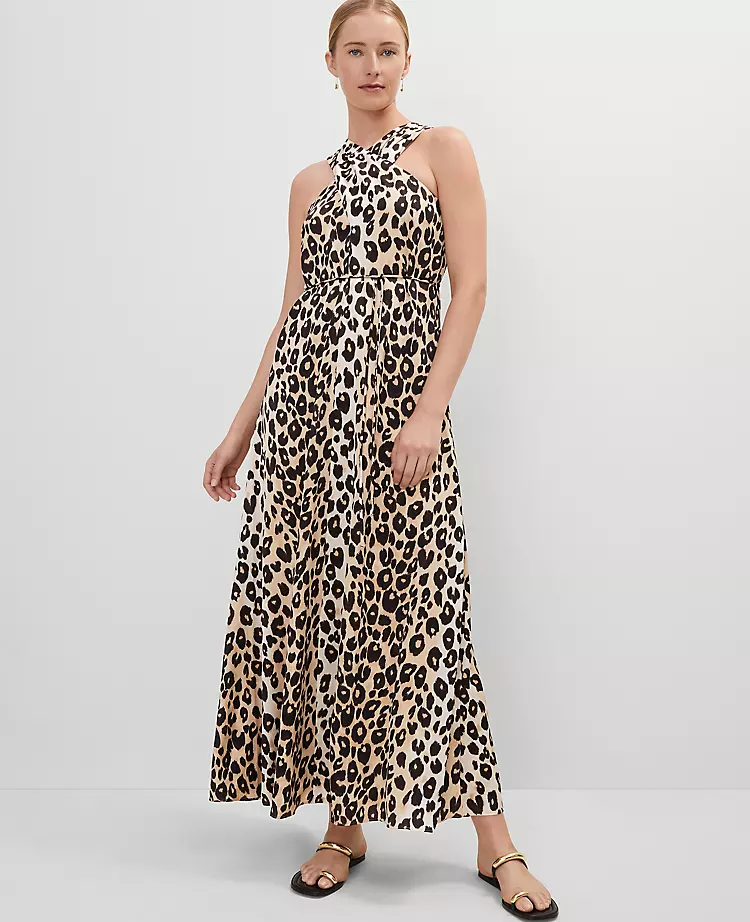 Petite Animal Print Halter Maxi Dress C1_Black 6 Petite Animal Print Halter Maxi Dress C1_Black - Image 4