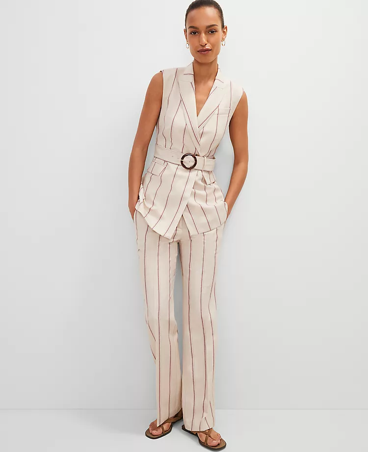 The Petite Jayne Trouser In Pinstripe Flax 4 The Petite Jayne Trouser In Pinstripe Flax - Image 2