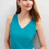 Petite V-Neck Shell Aegean Teal -Anntaylor Shop 853134 9829