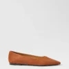 Weekend Collection Pointy Toe Suede Ballet Flat Spice Brown -Anntaylor Shop 853135 7490