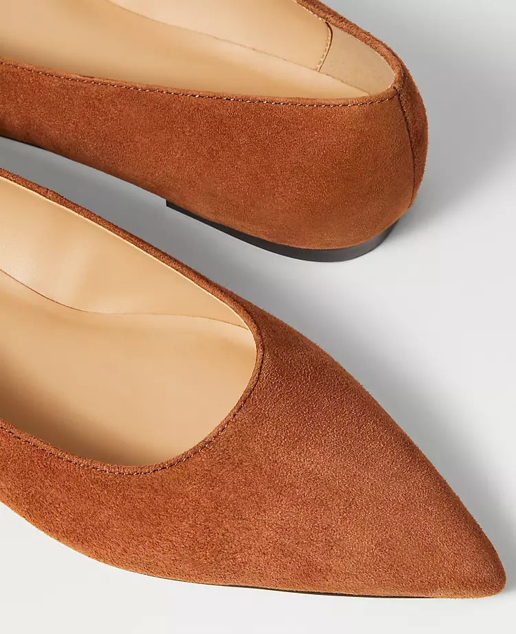 Weekend Collection Pointy Toe Suede Ballet Flat Spice Brown 4 Weekend Collection Pointy Toe Suede Ballet Flat Spice Brown - Image 2
