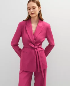 The Petite Belted Blazer Berry Splash -Anntaylor Shop 853161 019799 ALT3