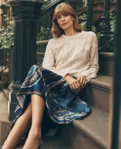 Cable Crew Neck Sweater Pale Sandalwood