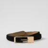 Calf Hair Rectangle Buckle Belt Black -Anntaylor Shop 853291 2222