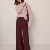 The Dramatic Wide-Leg Crepe Pant Poised Plum -Anntaylor Shop 853334 9536
