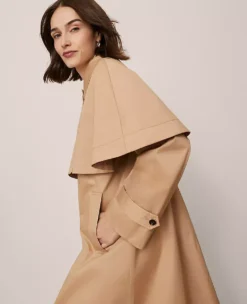 Petite Removable Cape Trench Coat Cafe Au Lait 14 Petite Removable Cape Trench Coat Cafe Au Lait -Anntaylor Shop 853341 5824 ALT3