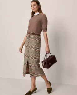 The Trouser Column Midi Skirt In Plaid Pure Chocolate 8 The Trouser Column Midi Skirt In Plaid Pure Chocolate -Anntaylor Shop 853352 522811