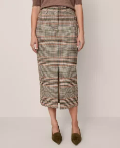 The Trouser Column Midi Skirt In Plaid Pure Chocolate 9 The Trouser Column Midi Skirt In Plaid Pure Chocolate -Anntaylor Shop 853352 522811 ALT1
