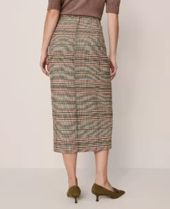 The Trouser Column Midi Skirt In Plaid Pure Chocolate 10 The Trouser Column Midi Skirt In Plaid Pure Chocolate -Anntaylor Shop 853352 522811 ALT2
