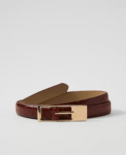 Embossed Leather Belt Saddle Brown