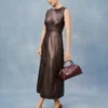 Faux Leather Flare Midi Dress Pure Chocolate 2 Faux Leather Flare Midi Dress Pure Chocolate -Anntaylor Shop 853393 7043 MKTG1