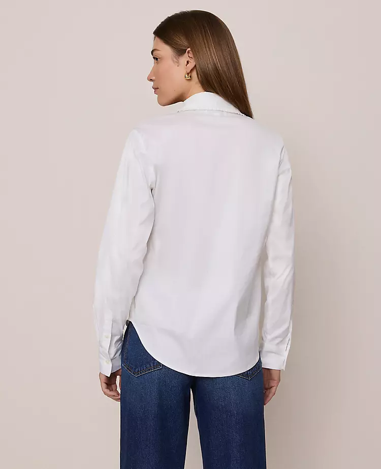 Petite Weekend Collection Ruffle Collar Modern Shirt White 4 Petite Weekend Collection Ruffle Collar Modern Shirt White - Image 2