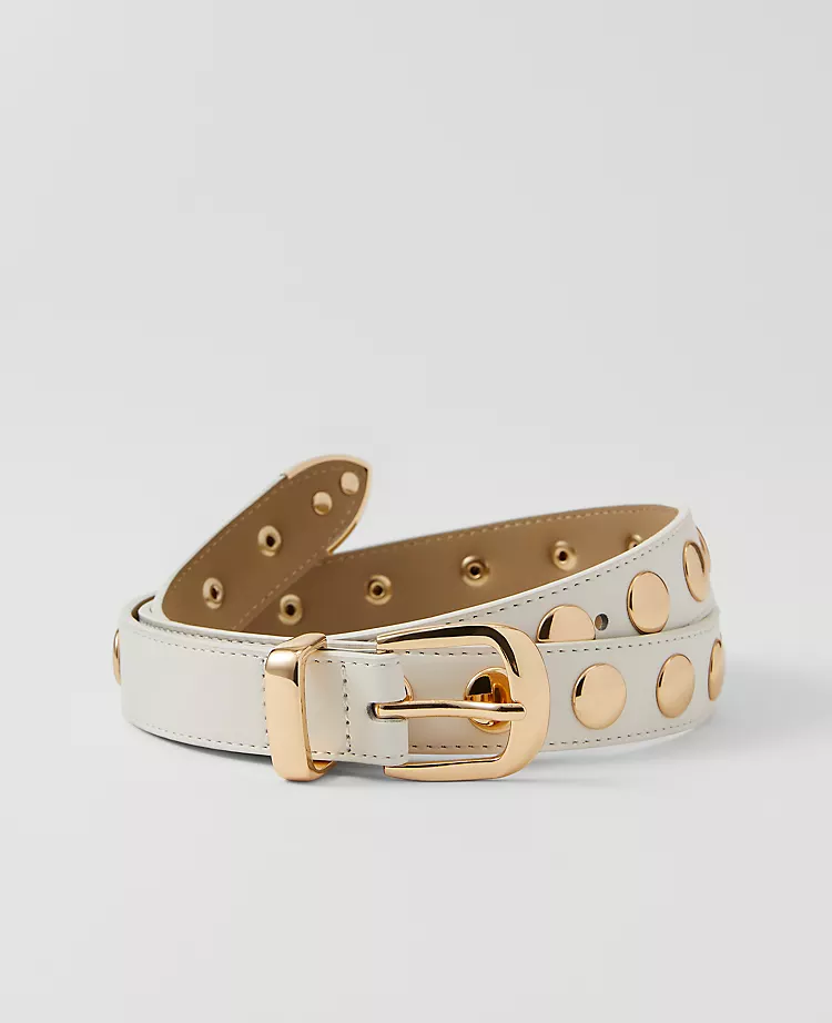 Leather Studded Belt Pearl Shadow 3 Leather Studded Belt Pearl Shadow