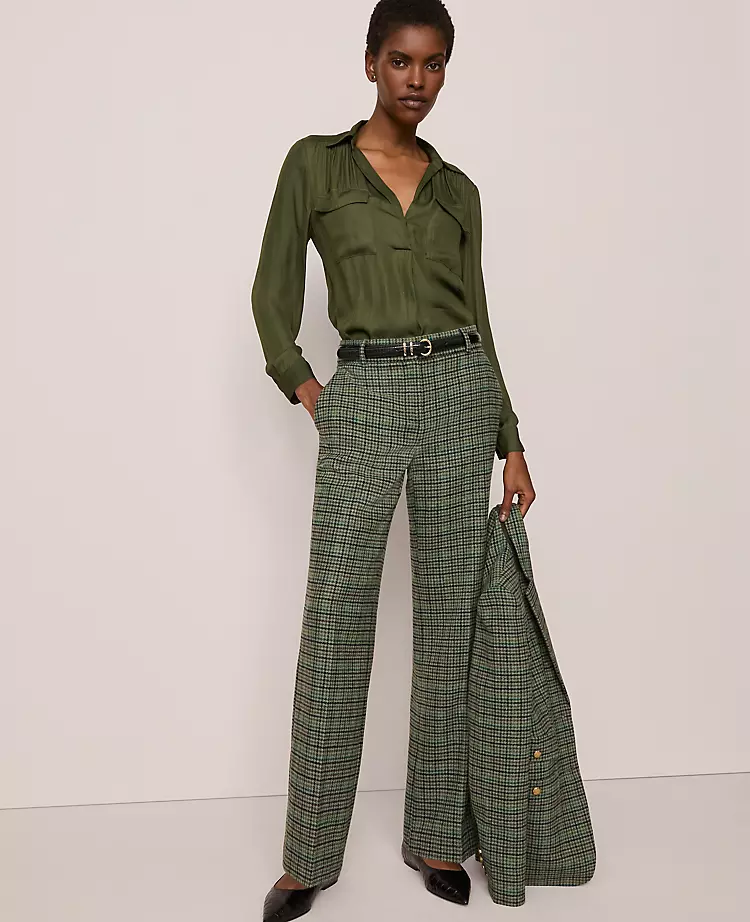 The Jayne Trouser In Houndstooth Muted Moss 3 The Jayne Trouser In Houndstooth Muted Moss