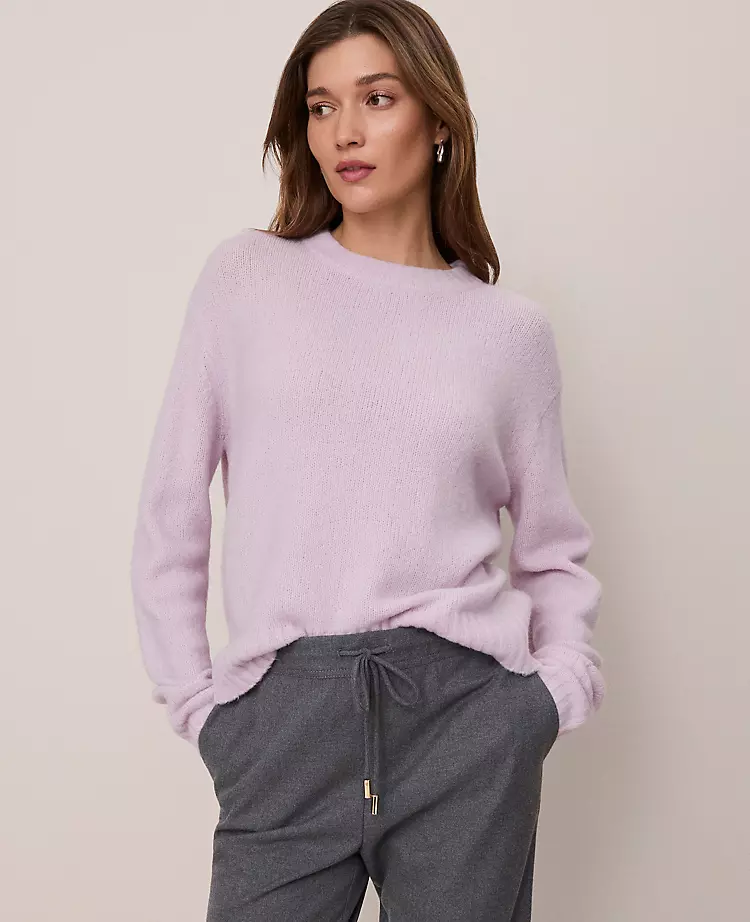 Petite Weekend Collection Cozy Crew Neck Sweater Lavender Frost 3 Petite Weekend Collection Cozy Crew Neck Sweater Lavender Frost