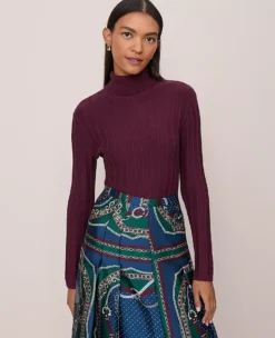 Ribbed Turtleneck Sweater Poised Plum